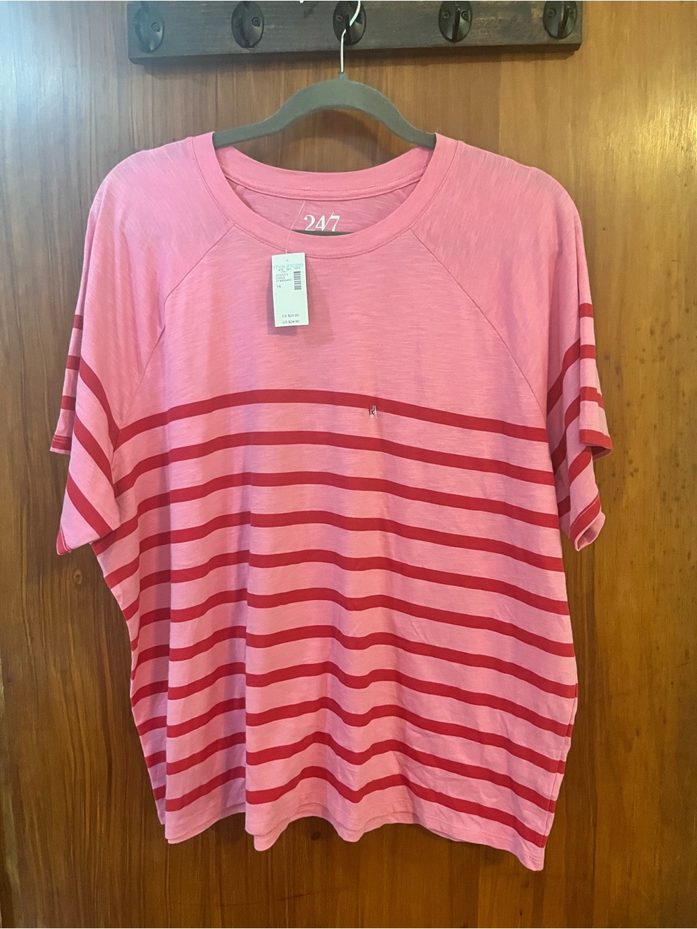 Maurice’s pink  & Red Striped Short Sleeve Tee nwt 1x